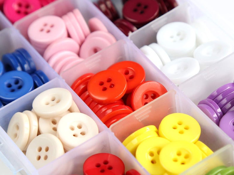 GANSSIA 5/8 Inch (15mm) Mix 15 Colors Buttons for Sewing 4 Holes Resin Button for Crafts Scrapbooking Pack of 300 PCS with Box (Each Color 20 PCS) - Image 2